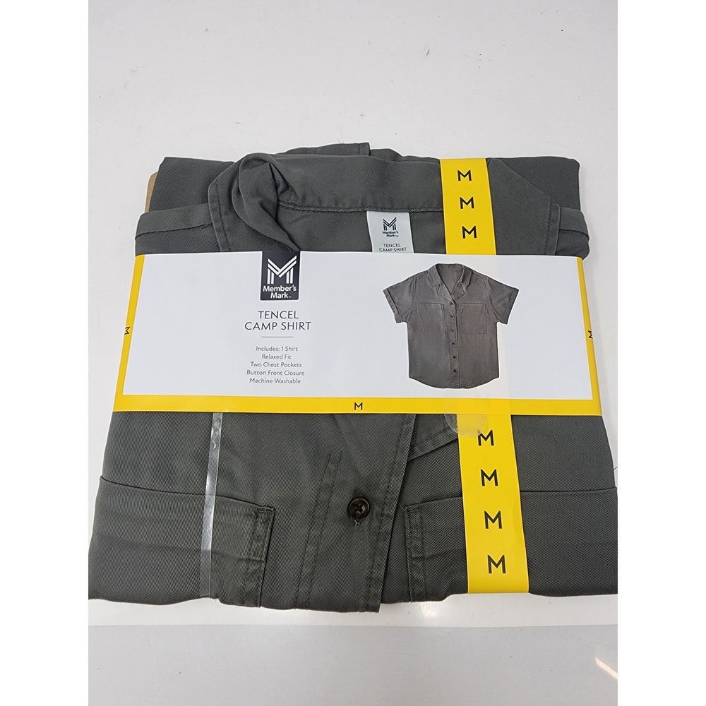 Member's Mark Womens Tencel Camp Shirt Grey Lyocell Relaxed Size Medium